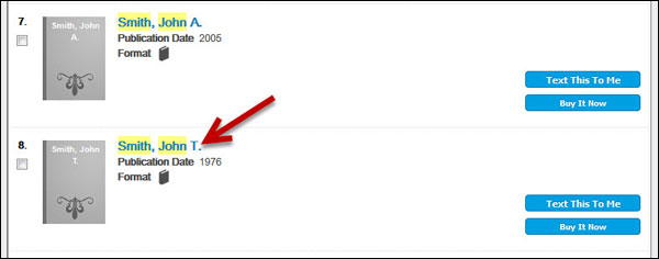 Obit searching screenshot