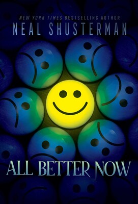 yellow smiley face among dark blue green smiley faces