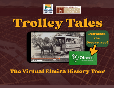 An historic image of a horse-drawn trolley depitced on a smartphone screen