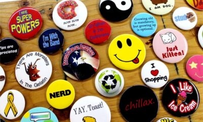 assorted buttons made with a button maker