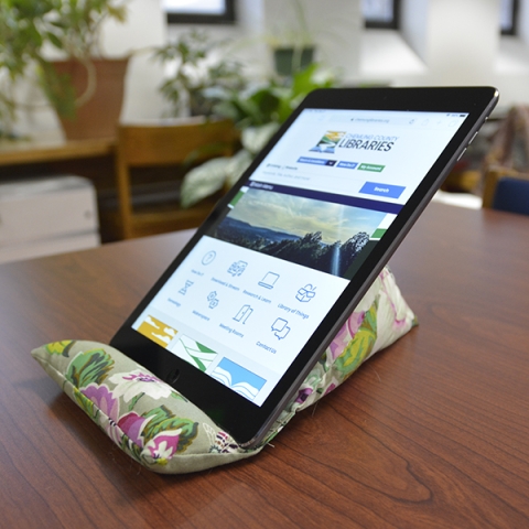 Tablet propped on sewn stand