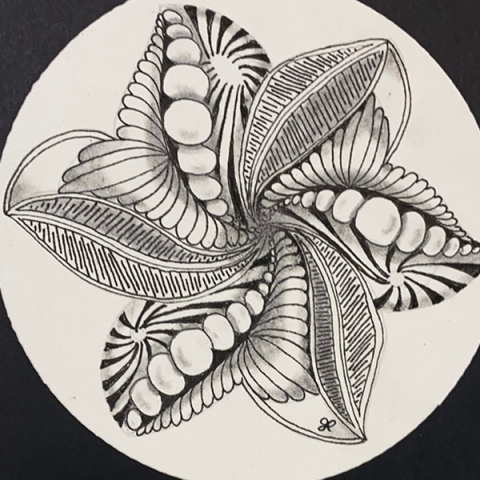 circular pattern drawing in a flower-like spiral