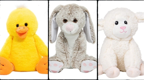 3 choices of animals to stuff, duckling, rabbit or lamb