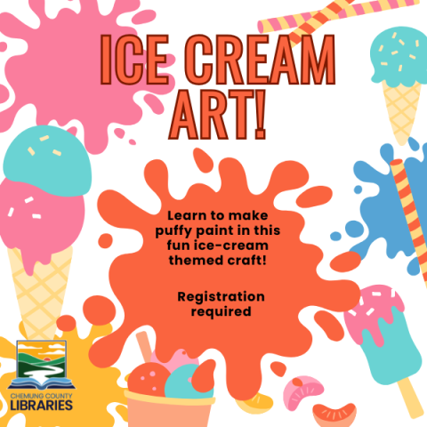 Puffy Paint Ice Cream Art. 6/11 & 6/12 @ 10:30am & 3:30pm