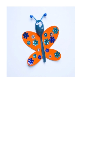 Plastic spoon butterfly with construction paper wings