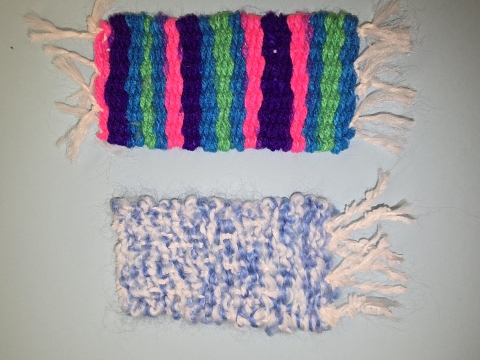 2 handwoven bookmarks with fringe 