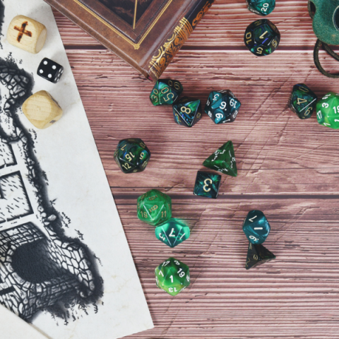 gaming dice on a table