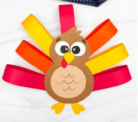 Turkey made from construction paper.