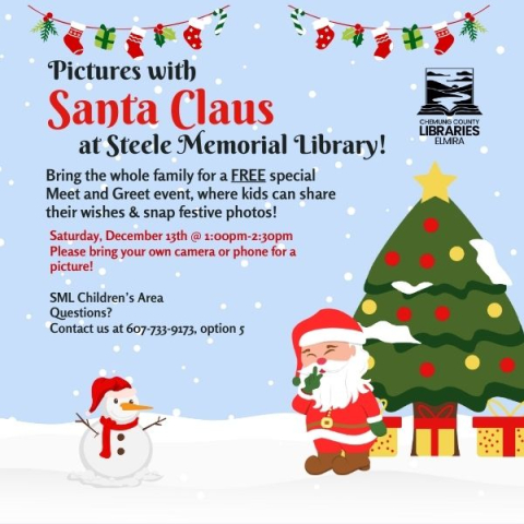 Santa visit and pictures Dec. 13 1:00-2:30pm