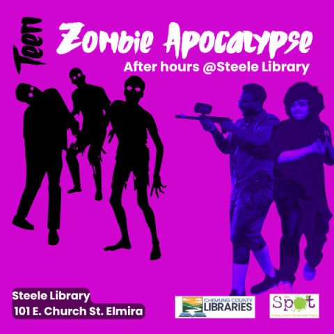 cartoon zombies attack humans who are armed with paintball guns