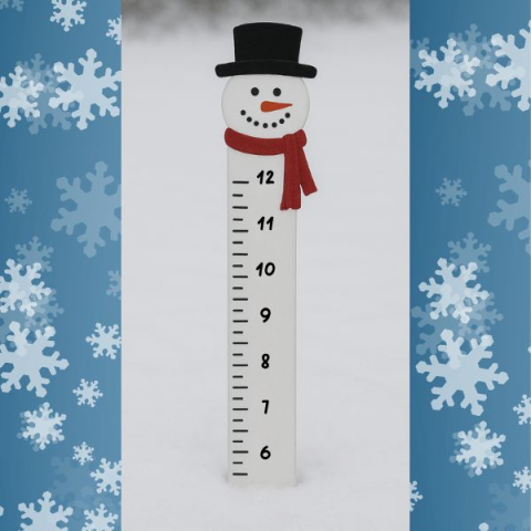 Snowman snow measuring stick