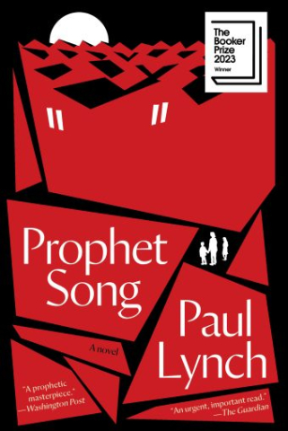 Prophet Song book cover with abstract red shapes against a black cover