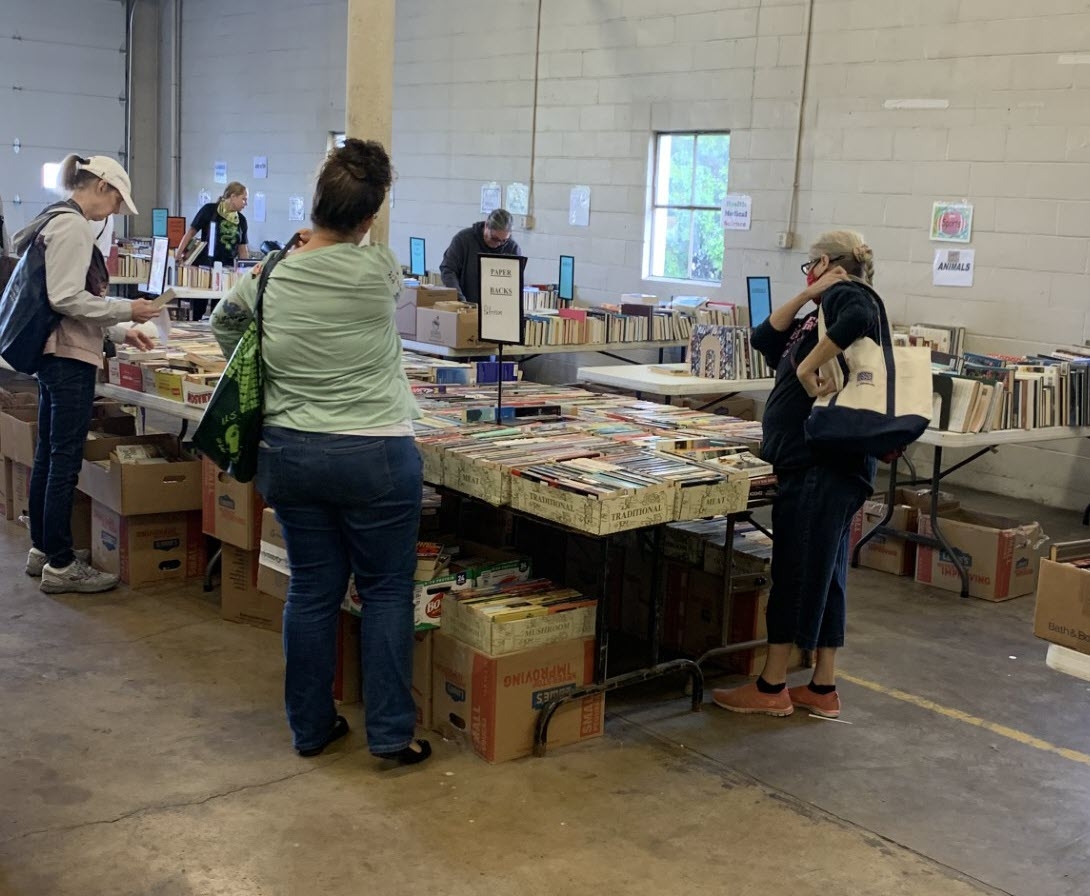 Shoppers browsing for books at the Friends of the Horseheads Free Library book sale