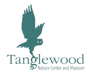 Tanglewood Nature Center logo in green with the shape of an owl.