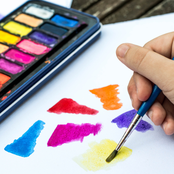 watercolor sample with different colored paints